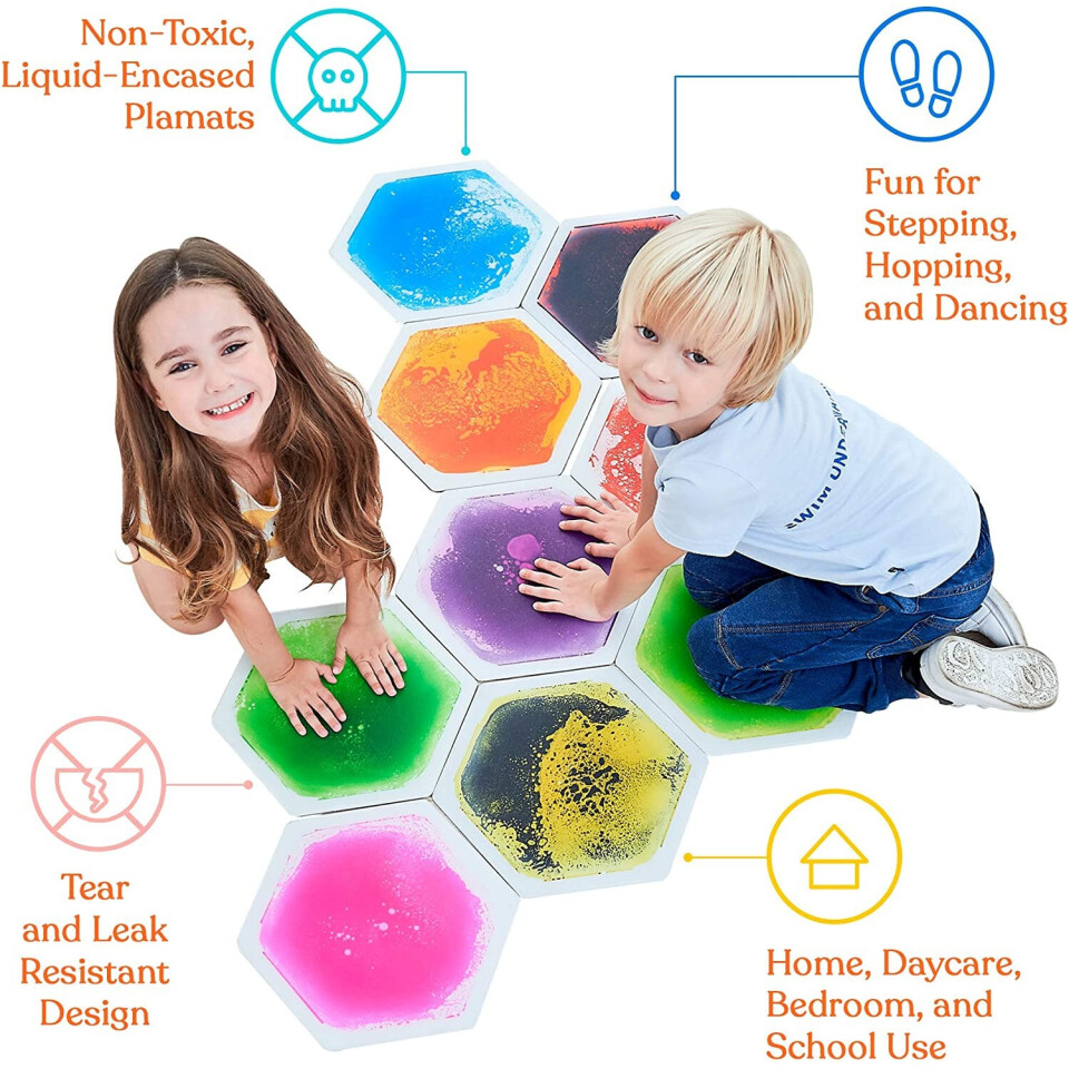 Small Hexagon Liquid Floor Tiles - Set of 9