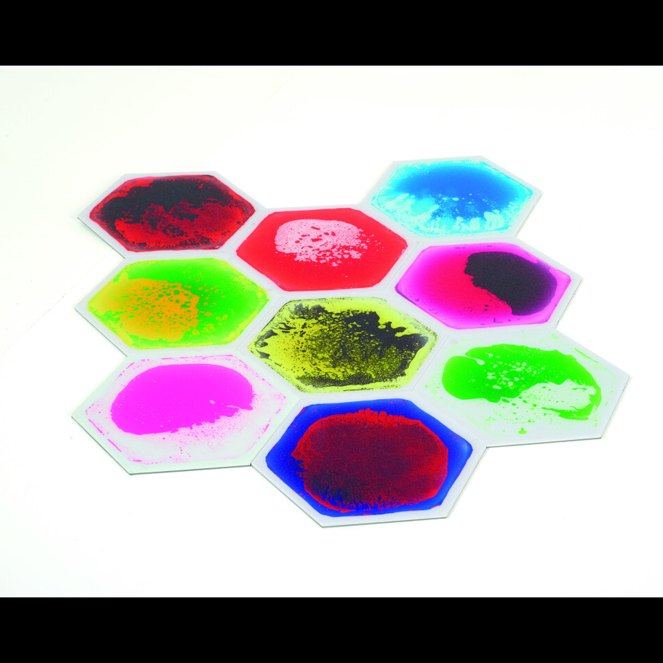 Small Hexagon Liquid Floor Tiles - Set of 9   