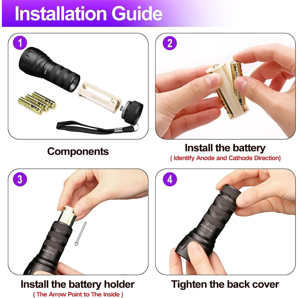 Handheld Blacklight Ultraviolet Flashlight 