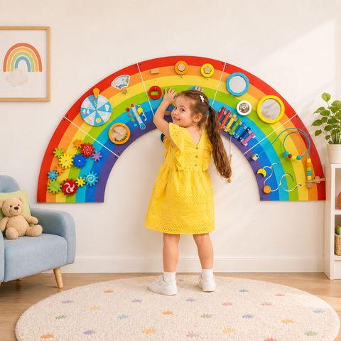 Rainbow Sensory Activity Wall Panel & Busy Board
