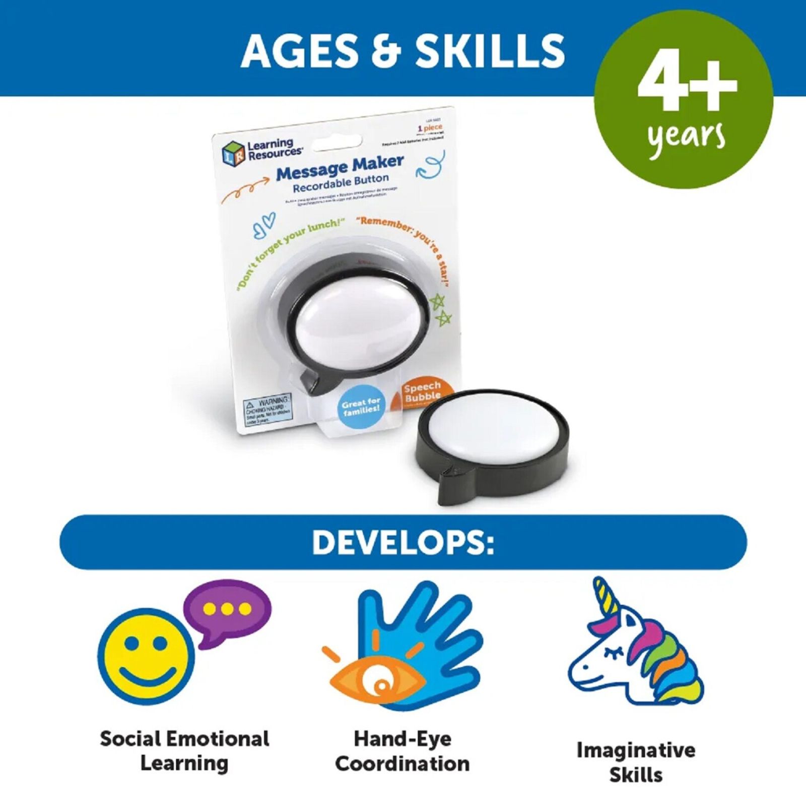 Learning Resources Message Maker Recordable Speech Bubble 