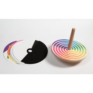 Wooden Spinning Top with Changeable Paper Patterns