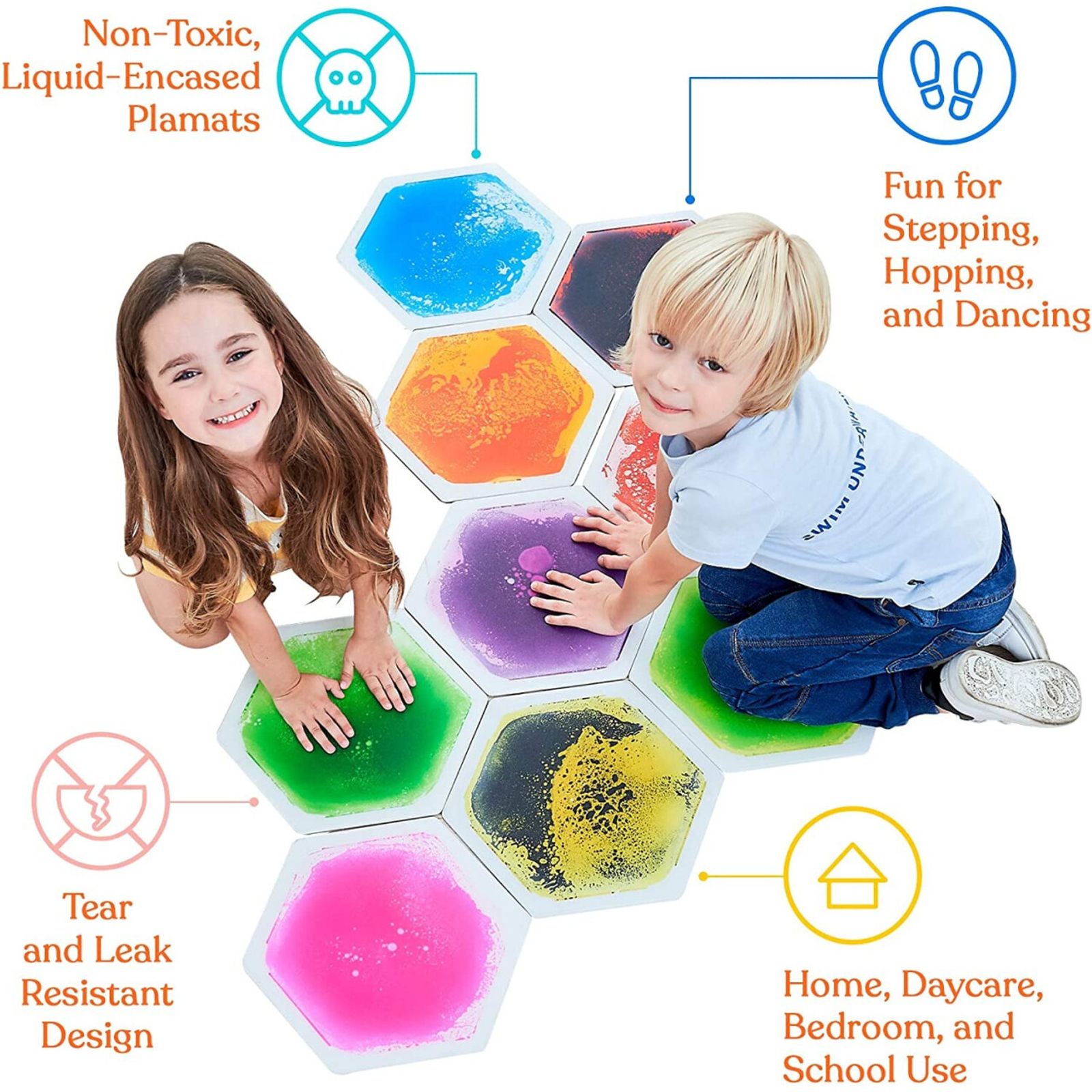 Small Hexagon Liquid Floor Tiles - Set of 9