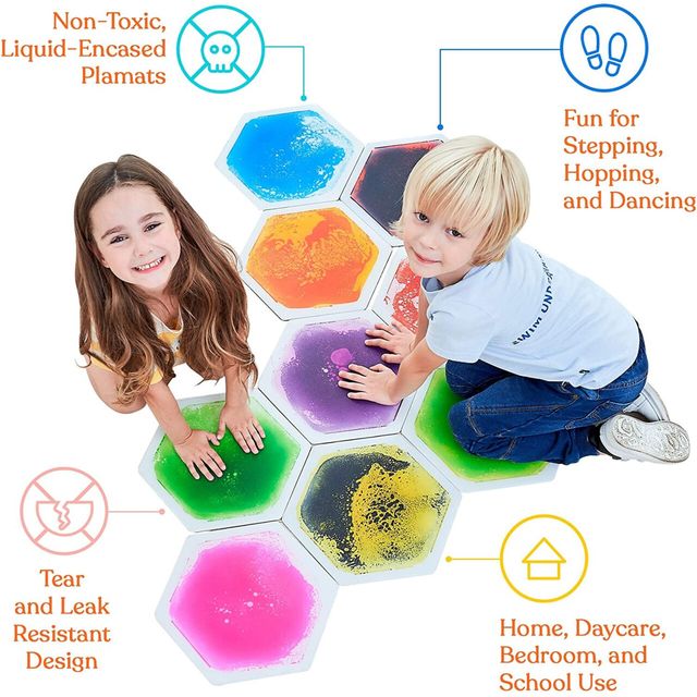 Small Hexagon Liquid Floor Tiles - Set of 9