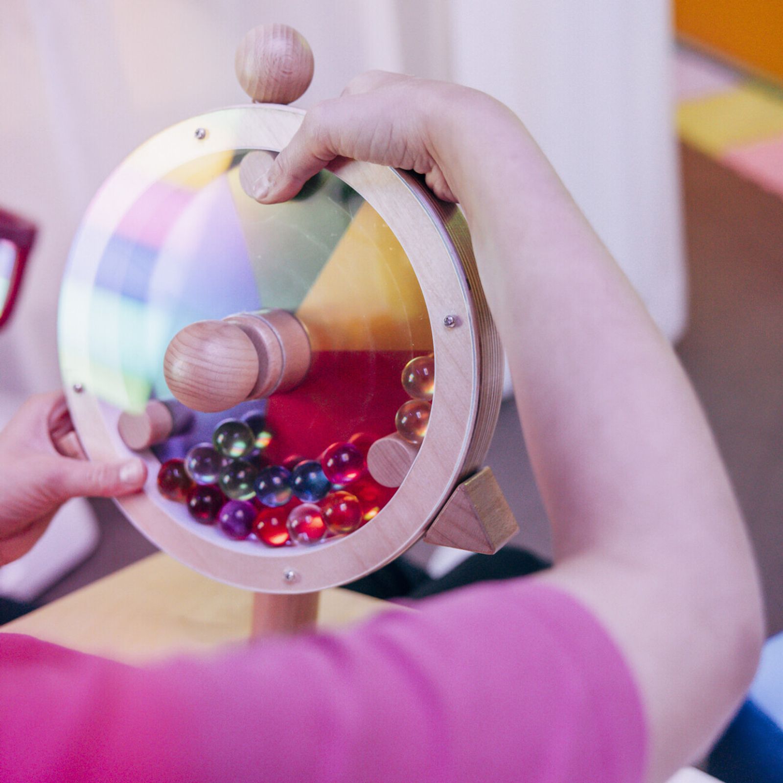 Table Top Rainbow Wooden Tumbler Wheel