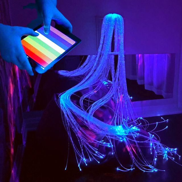 Knotted Fibre Optic Spray with Sparkle Light Source