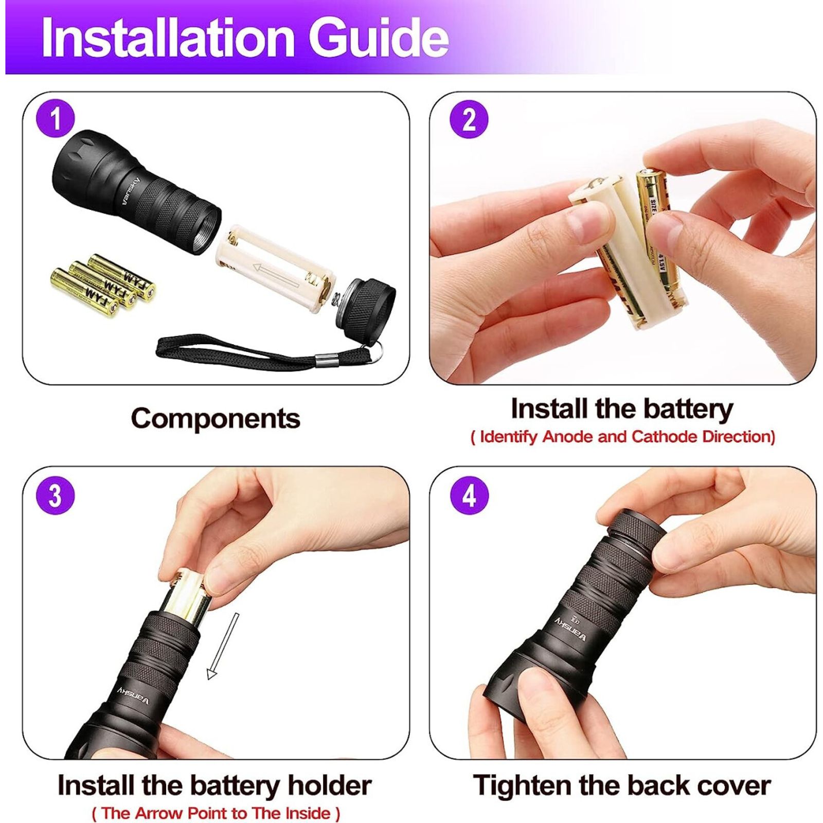 Handheld Blacklight Ultraviolet Flashlight 